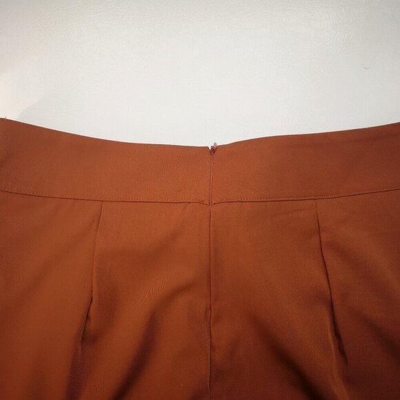 Shein Ladies Size Medium Rust Color Tie Front Straight Leg Back Zipper Pants - Picture 5 of 9